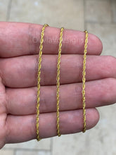 14K Yellow Gold Over 925 Sterling Silver Solid Loose Rope Adjustable Chain Necklace 24" 2mm Italy, 925 Sterling Silver, Yellow Gold